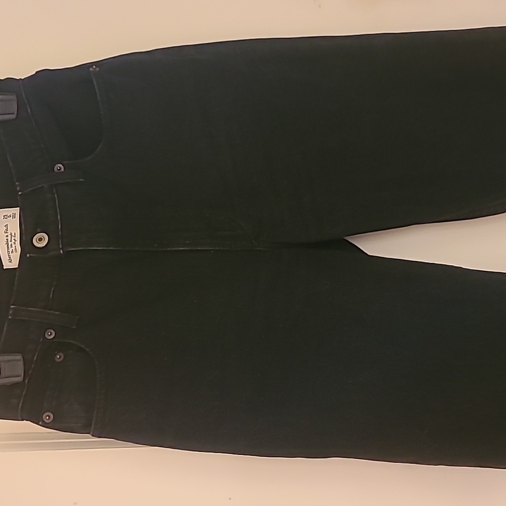 SOLD-Abercrombie & Fitch The 90s Straight Ultra High Rise Jeans Black Raw Hems - Picture 4 of 11